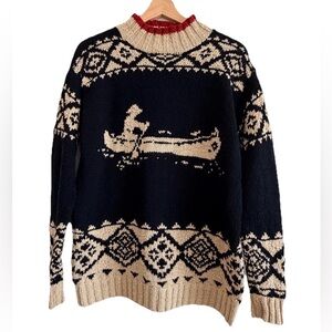 Lauren by Ralph Lauren Hand Knit Canoe Sweater Size PP Oversized Cotton Linen